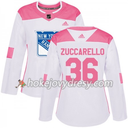 Dámské Hokejový Dres New York Rangers Mats Zuccarello 36 Bílá 2017-2018 Adidas Růžová Fashion Authentic
